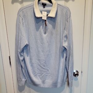 J. Crew Light Blue Zip-Up Sweater with Cream Collar